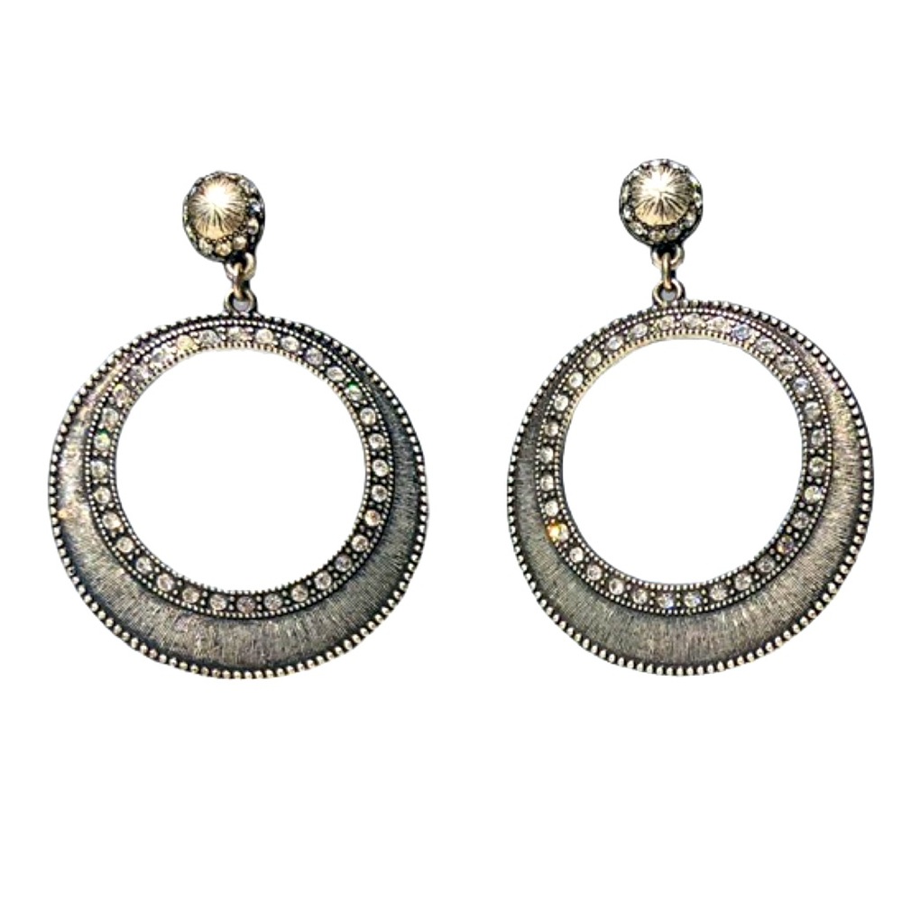 LIA SOPHIA Bolero Cut Crystals Matte Silver Round Stud Earrings